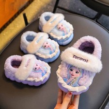 Girls Furry Slippers Kids Indoor Warm Shoes Toddler Cartoon Comfort Fur Boots