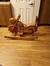 Wooden Hand carved Rocking Child's Motorcycle  Few Scraps Good Condition