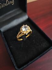 Asian 2carat DIA cz 24 K Gold Covered Proposal Ring Promises Daily Use Water...