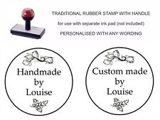 PERSONALISED HANDMADE BY RUBBER STAMP YOUR NAME & LEAF IMAGE CARD MAKING CRAFTS