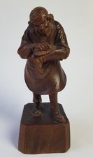 Antique 1870's Swiss Black Forest Hand Carved Wood Shoe Cobbler Sculpture