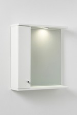 Elation White Gloss Mirror Cabinet with Light and One Shelf  Bathroom Cabinet