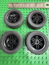 Lego 4 x Large Black Spoked