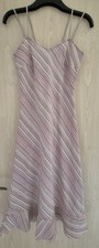 Per Una Pink Mix Stripe M&S Dress Size 10 Reg Linen/Viscose Machine Washable
