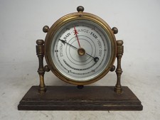Wonderful Vintage Maritime Ships Wheel Desk Barometer, Wood, Brass & Copper
