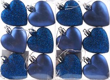 Midnight Navy Blue Glitter Christmas Tree Hanging Baubles - Choice of Styles