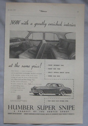 1954 humber super snipe - humber,