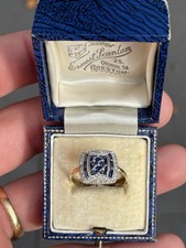 18ct Gold Sapphire & Diamond Stunning Art Deco Cluster Ring Boxed 3 Grams