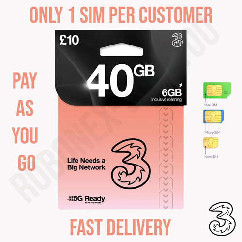 Three payg sim - three, data
