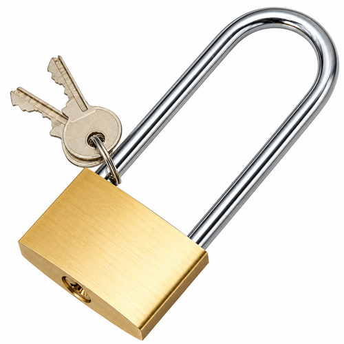 Long shackle brass padlock - long,