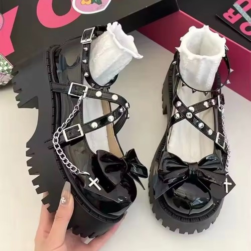 Black gothic platform mary - black,