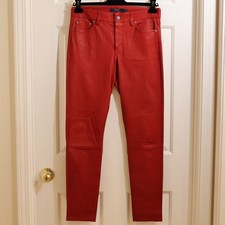 READ Polo Ralph Lauren red lamb leather pants zipper five pockets tapered US 8 L