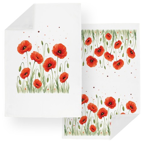 Summer poppies tea towels - summer,