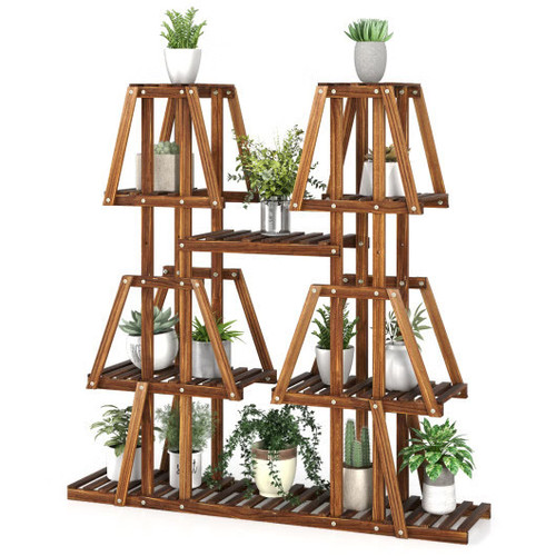 Tier potted wood plant - wood,