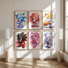 Sonic The Hedgehog Watercolour Posters Wall Art Picture Prints A4 A3 A2