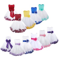 UK Girls Flower Princess Bridesmaid Communion Wedding Gown Pageant Dresses 