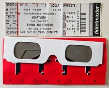Kraftwerk 3-D Concert Ticket Glasses 9/27/2015 Ryman Auditorium Nashville TN