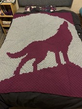 Wolf Design Crocheted Blanket