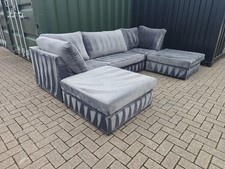 Large U Shape Grey Velvet Sofa