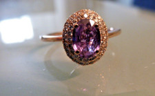 Beautiful  Iliana Purple Sapphire Diamond  18ct 18k Rose Gold Double Halo Ring N