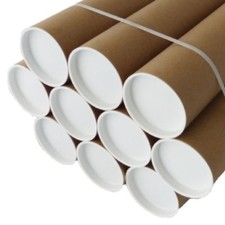 Quality Postal Tubes Cardboard 50.8mm A0 A1 A2 A3 A4 + Plastic White End Caps  