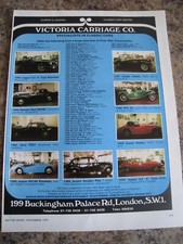 VICTORIA CARRIAGE CO CLASSIC CARS STOCK LIST LONDON 1978 ADVERT A4 FILE 20