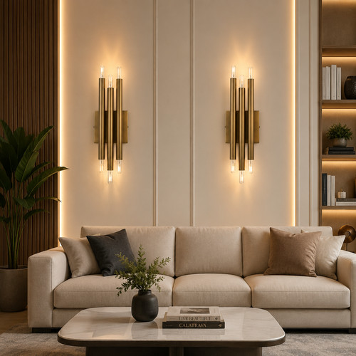 Luxury mid century brass - mid, wall
