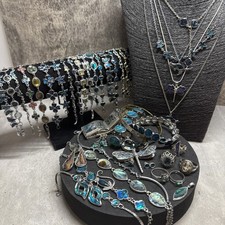 JOB LOT Abalone Costume Jewellery Bundle Bracelet Necklace Ring Earrings Brooch