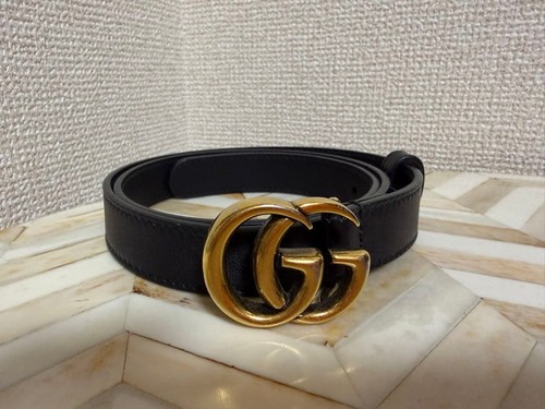 Gucci double leather belt - g,