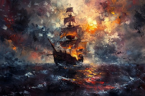 Pirate ship seascape - pirate,