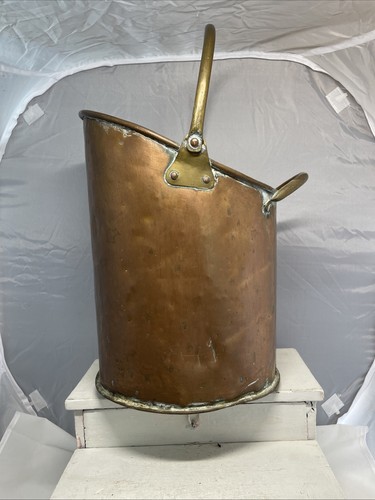 Antique copper brass bucket - copper,