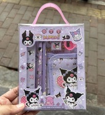 UK Seller Kids Sanrio Kuromi 6 Stationary Set Pencil Case Rubber School Gift NEW