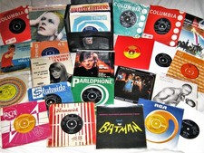 VINYL 45's LOT + BOX 60's Mod Beat Pop Psych Beatles Stones Bowie Film Records