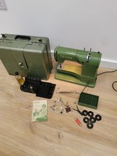 Vintage Elna Supermatic Sewing Machine 722010 w/ Metal Case Manual & Accessories