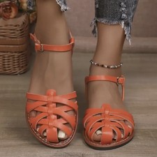 Orange Closed Toe Strappy