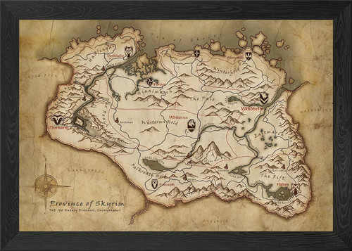 Skyrim anthology map framed - skyrim,