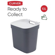 10L Curver Recycling Bin Grey Stackable Wall-Mountable 100% Recycled 