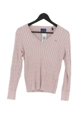 Gant Women's Jumper M Pink 100% Other V-Neck Pullover