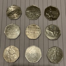9 x 50p Coins UK Rare Fifty
