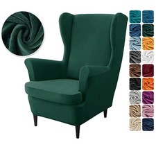 2 Pcs Velvet Wingback Chair