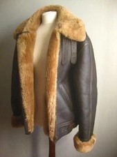 Men's B-3 Jacket WW2 US Navy RAF Aviator Flying Irvin Fur Shearling Real Leather