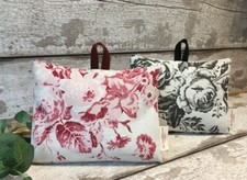 Handmade linen fabric door stop- Cabbages & Roses Paris Black Constance Rose