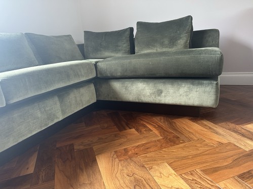 Green velvet corner shape - corner, l-shape