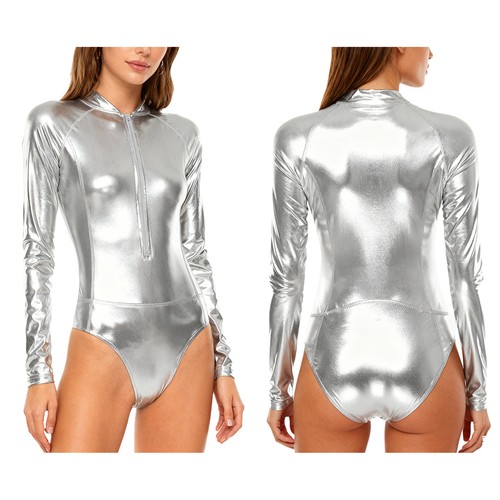 Women metallic shiny bodysuit - metallic,