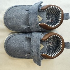 Next Baby/Infant Soft Sole Boat Shoes - Denim & Brown - Size 3-little walkers