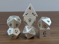 Metal Dice Set 7pcs Silver