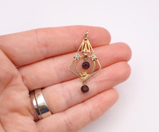 Beautiful Antique Edwardian 9ct Gold Amethyst & Seed Pearl Pendant