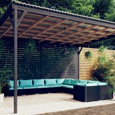 Garden Lounge Set Black PE