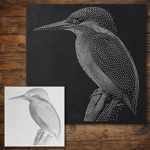 Kingfisher bird stipple art - bird,