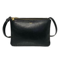 Celine Trio Shoulder Bag Black Leather Vintage Authentic